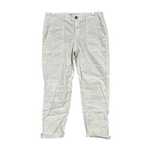 Banana Republic Womens Pants Cream Mid Rise Minimalist Cuffed Capri Stretch 4